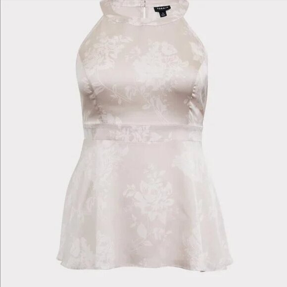 Women's Plus 2 NWT Torrid Peplum Georgette Goddess Neck Tank - Picture 4 of 11